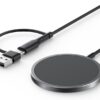 شاحن من جي إس إيه يو إكس بتقنية USB-C و USB-A، متوافق مع الهواتف الذكية، بمنفذين