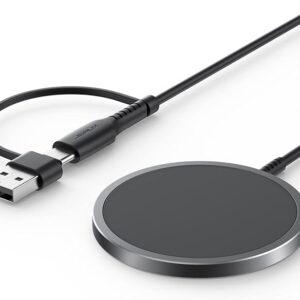 شاحن من جي إس إيه يو إكس بتقنية USB-C و USB-A، متوافق مع الهواتف الذكية، بمنفذين