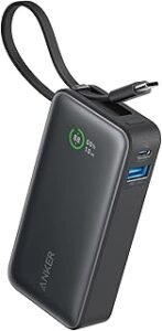 انكر باور بانك نانو محمول 10000mAh - كيبل USB C مدمج مخرج PD 30 واط 1 A حزمة بطا