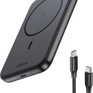 يوجرين ماج سيف باور بانك 5000mAh ، شاحن أيفون لاسلكي مع كابل USB C محمول شحن سري