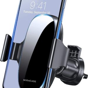 Miracase Upgraded Wider Clamp Phone Holders for Your Car, Metal Hook Air Vent Car Mount [Thick Cases Friendly] Automobile Hands Free