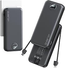 12000mAh Ultra-Portable-Charger-Power-Bank with Built in Cables&AC Wall Plug,PD20W USB-C Fast Charging Cell Phone Charger Battery