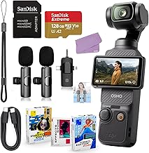 DJI Osmo Pocket 3 Bundle + Accessory Package Including 128GB Micro SD Extreme Card, Wireless Microphone System, Photo-Video Software &