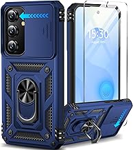 Taisairu for Samsung Galaxy S24/Samsung Galaxy S25 Case with Screen Protector & Slide Camera Lens Cover, Built-in Ring Stand Protective