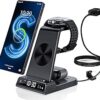 Wireless Charger for Samsung Charging Station with Clock for Samsung Galaxy S25 Ultra/S24 Ultra/Z Flip 7/Z Fold6/Bud, 3 in 1 Android