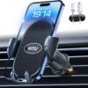 HTU 【Military-Grade】 Car Phone Holder,【Strongest & Longest Steel-Hook】 Car Vent Mount, Handsfree 360° Adjustable Automobile Cradle Air