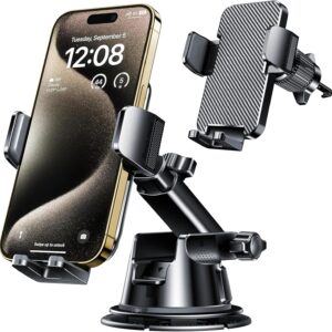 Qifutan Dash Mounted Holders Phone Holders for Your Car Phone Mount for Car Windshield Dashboard Air Vent Universal Desk Mounts Hands Free