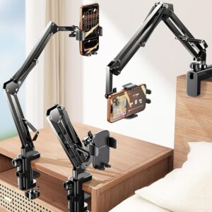 LISEN Gooseneck Phone Holder for Bed Desk [3rd Upgrade] Cell Phone Stand for Desk Bed Gaming Accessories, Gifts for Seniors Tech Lovers