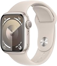 Apple Watch Series 9 [GPS 41mm] Starlight Aluminum Case with Starlight Sport Band, S/M (Renewed)