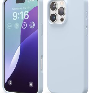 elago Compatible with iPhone 16 Pro Max Case, Premium Liquid Silicone Case, Full Body Protective Cover, Shockproof, Slim Phone, Anti-Scratch Soft Microfiber Lining, 6.9 inch (Light Blue)