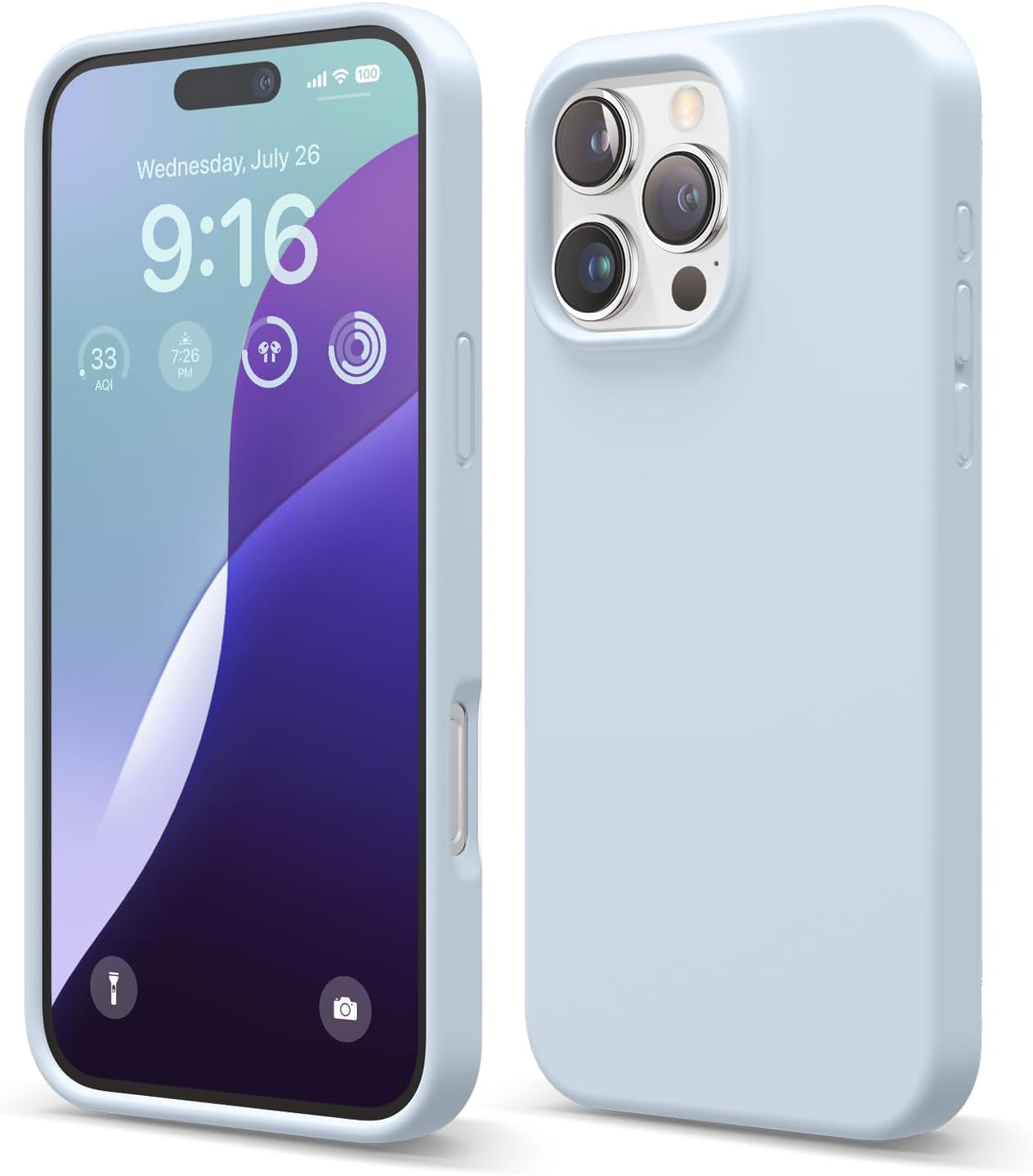 elago Compatible with iPhone 16 Pro Max Case, Premium Liquid Silicone Case, Full Body Protective Cover, Shockproof, Slim Phone, Anti-Scratch Soft Microfiber Lining, 6.9 inch (Light Blue)
