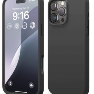 elago Compatible with iPhone 16 Pro Max Case, Premium Liquid Silicone Case, Full Body Protective Cover, Shockproof, Slim Phone, Anti-Scratch Soft Microfiber Lining, 6.9 inch (Black)