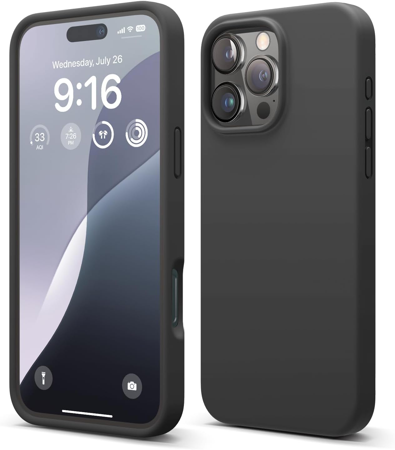 elago Compatible with iPhone 16 Pro Max Case, Premium Liquid Silicone Case, Full Body Protective Cover, Shockproof, Slim Phone, Anti-Scratch Soft Microfiber Lining, 6.9 inch (Black)