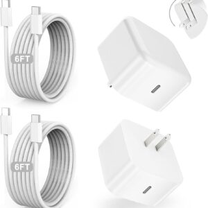 iPhone 17/16 Fast Charger,2Pack 40W Dynamic USB C Charger Block Foldable Power Adapter with 60W Max Fast Charging&6FT USB C Woven Charging Cable Cord for iPhone 17 Pro Max/Air/16e/15,iPad Pro/Air/