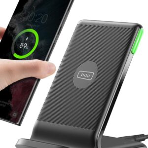 INIU Wireless Charger, 15W Fast Wireless Charging Station with Sleep-Friendly Adaptive Light Compatible with iPhone 17 16 15 14 13 12 Pro Max Samsung Galaxy S25 S24 S23 Note 20 Google etc