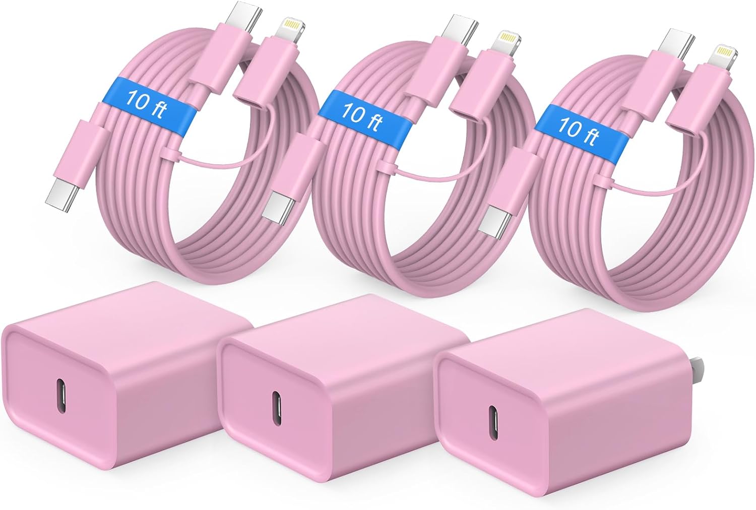 iPhone 17 16 15 Charger Fast Charging, 3 Pack 10FT PD 20W USB C Charger with Lightning Cord & USB C Cable Type C Chargers Block for iPhone 17/17 Pro/17 Pro Max/16/16 Pro/16 Pro Max/15/14/13/12(Pin