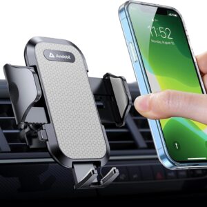 andobil 2026 Upgraded Car Phone Holder Mount for Vent, Military Sturdy Metal Clip Air Vent Phone Holder for Your Car Easy Used Cell Phone Car Mount for iPhone 17 16 15 14 13 12 Pro Max Samsung Grey